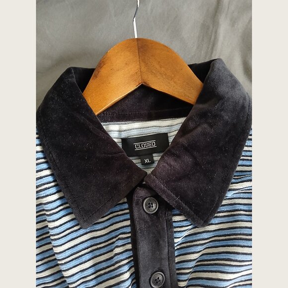 CLOSED - Velvet striped collared sweater - Sz XL (fits L) - Picture 6 of 8